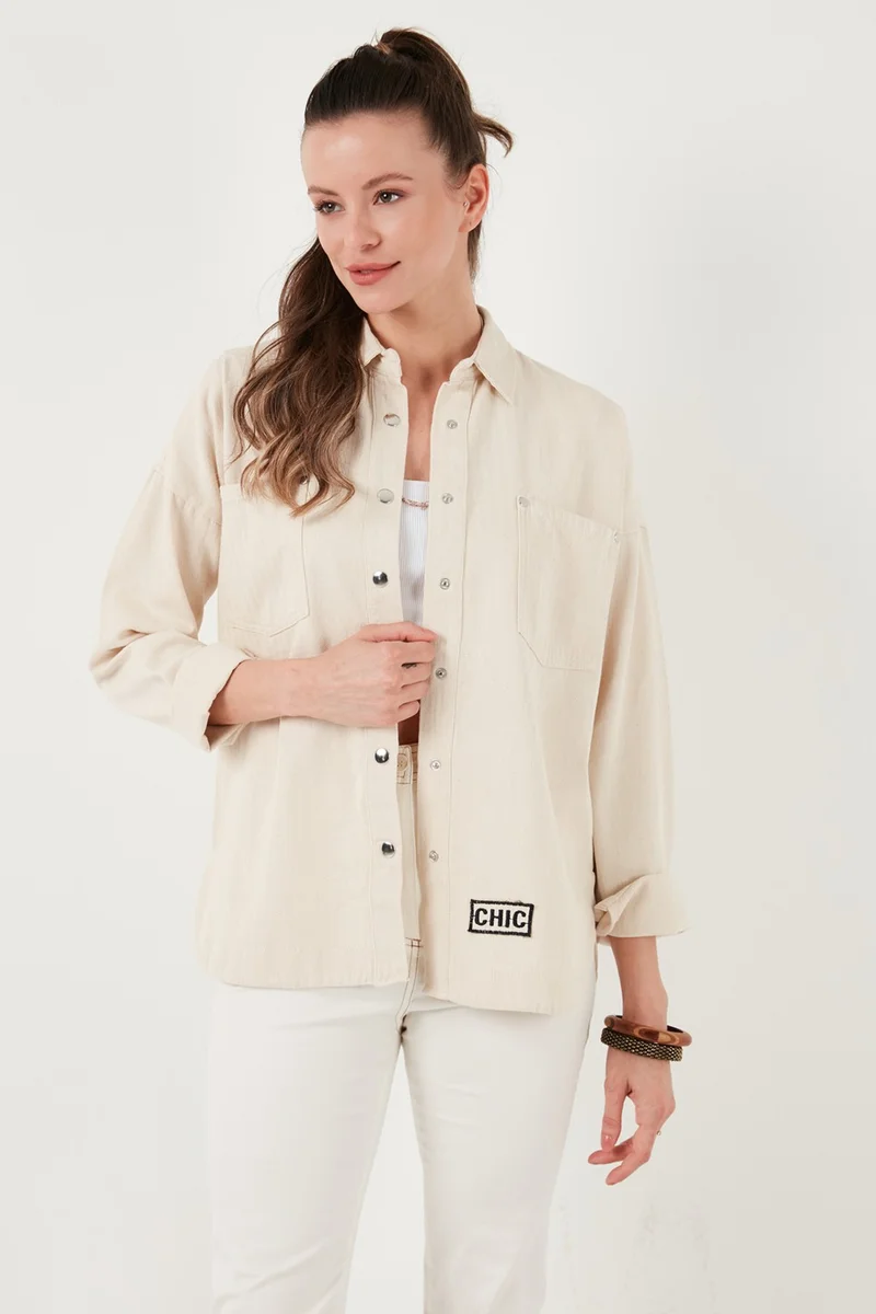 Lela Cotton Relaxed Fit Double Pocket Shirt Women's Shirt 673GY4006