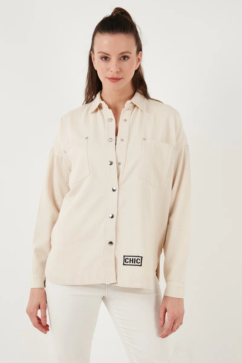 Lela Cotton Relaxed Fit Double Pocket Shirt Women's Shirt 673GY4006
