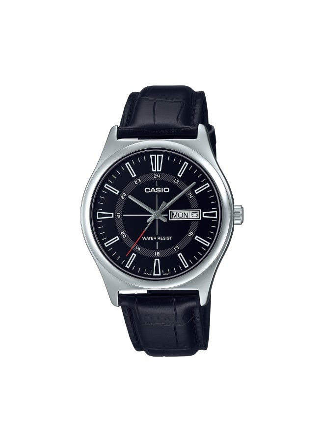 Casio MTP-V006L-1CUDF Men’s Analog Leather Strap Watch – Black Dial, Day-Date Display, Water Resistant - Image 1
