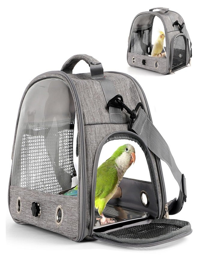 Bird Travel Carrier with Perch Parakeet Backpack Carriers with Stainless Steel Plate Portable Pet Carrier Bag for Bird Cage Accessories Transparent Travel Carrier Cage for Budgie Conure Cockatiel
