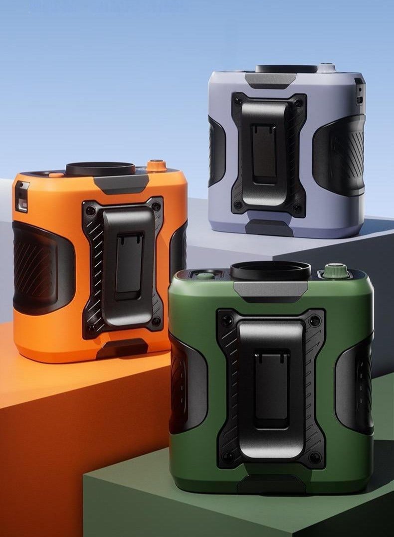 مروحة صغيرة متعددة الاستخدامات ٣ في ١ | شاحن USB + بنك طاقة + إضاءة LED | تُعلق على الرقبة أو الخصر أو باليد للاستخدام في الهواء الطلق أو المنزل أو أي مكان (برتقالي) - Image 2