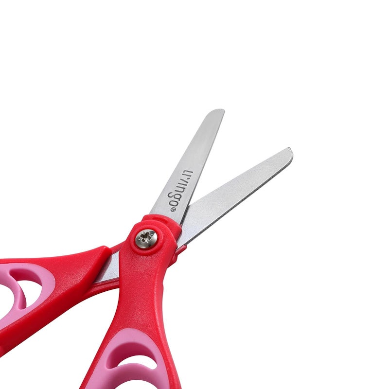 Livingo 5"" Blunt Kid Scissors: Left/Right Handed Stainless Safety Toddler Preschool Children Scissors  Small School Student Scissors With Cover For Classroom Craft Art  Assorted Color  3 Pack - Image 3