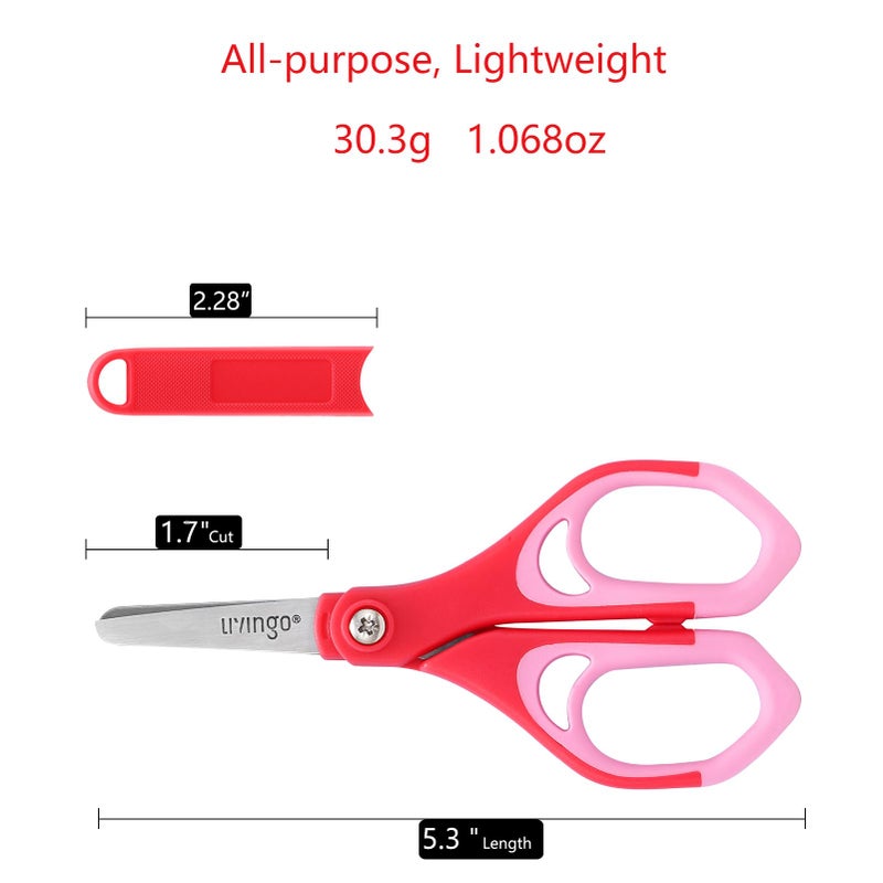 Livingo 5"" Blunt Kid Scissors: Left/Right Handed Stainless Safety Toddler Preschool Children Scissors  Small School Student Scissors With Cover For Classroom Craft Art  Assorted Color  3 Pack - Image 2