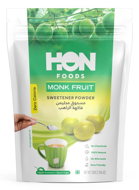 Monk Fruit Sweetener Powder with Erythritol | Monk Fruit Sugar Extract For Cooking & Baking | Natural Sugar Replacer – 200 grams