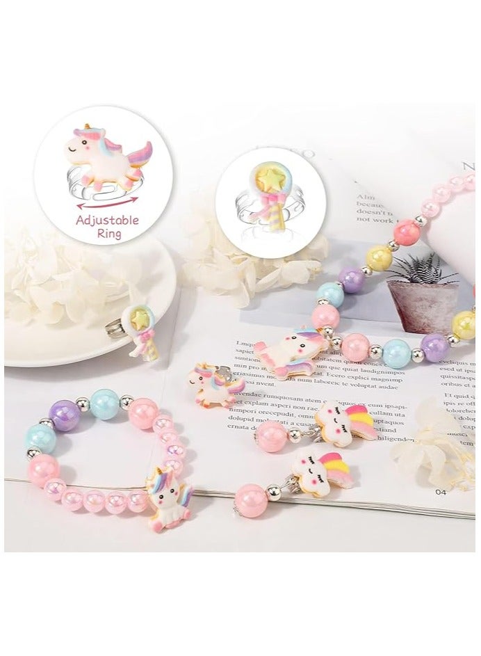 Unicorn Crossbody Bag, Purse with Jewelry Set Little Girls, Unicorn Princess Necklace Bracelet Rings Earrings Handbag Accessories, Jewelry Party Favors Gift Dress Up - Image 3