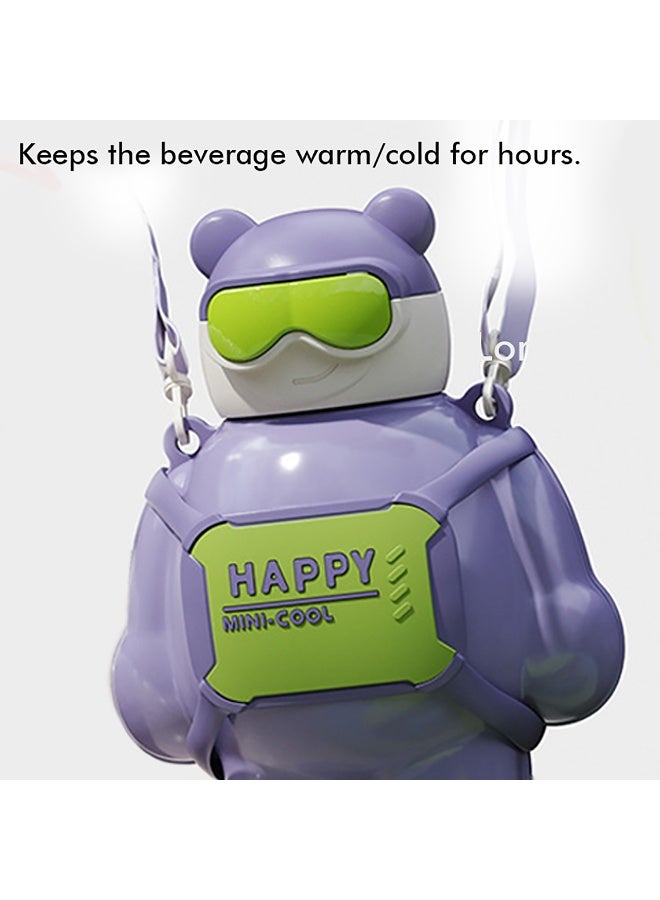 LITTLE SURPRISE BOX Purple Happy Ted Stainless Steel water Bottle for Kids 450ml  - Image 5