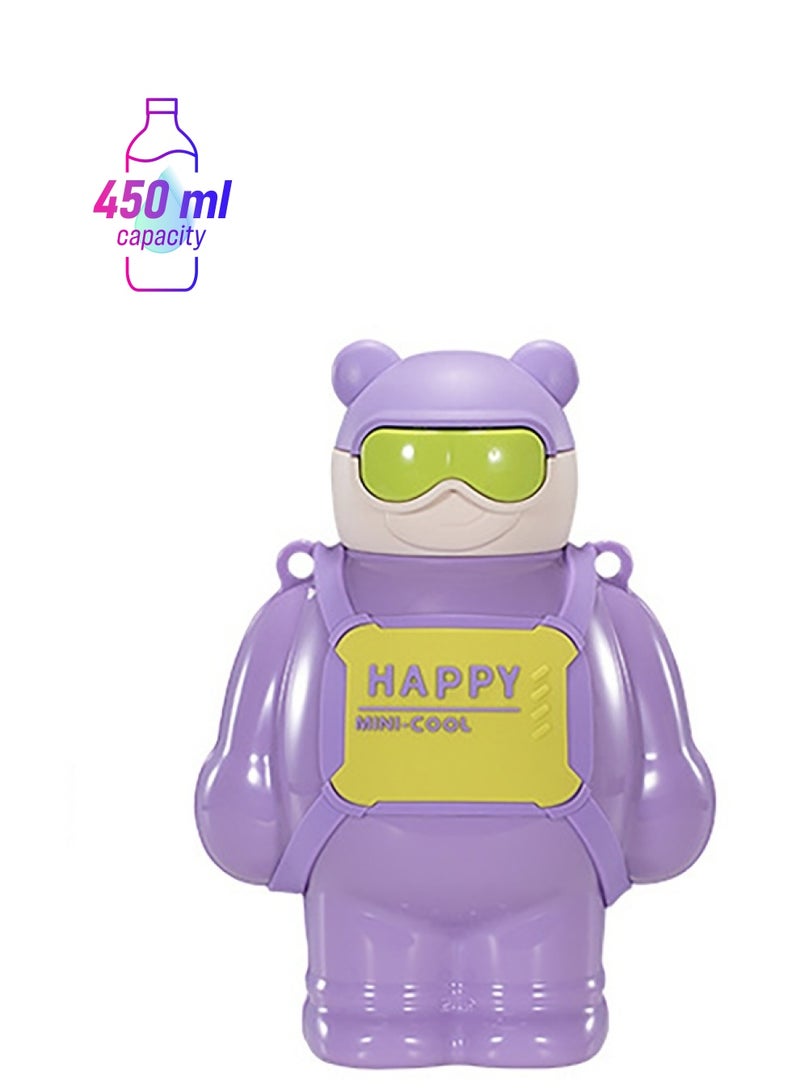 LITTLE SURPRISE BOX Purple Happy Ted Stainless Steel water Bottle for Kids 450ml  - Image 1