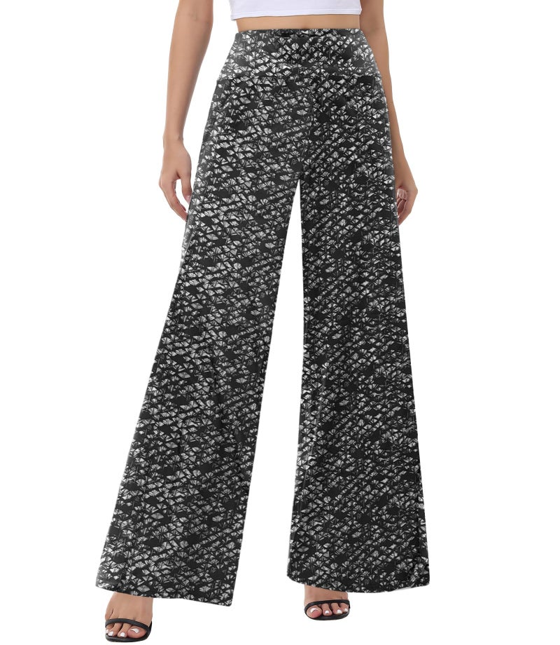 ZOOSIXX Wide Leg Palazzo Pants for Women - High Waist Casual Beach Lounge Loose Dress Stretchy Trousers - Image 1
