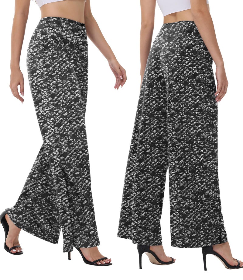 ZOOSIXX Wide Leg Palazzo Pants for Women - High Waist Casual Beach Lounge Loose Dress Stretchy Trousers - Image 2