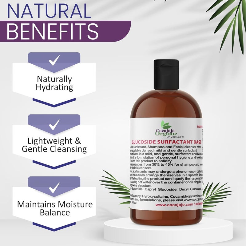 Dr Joe Lab Glucoside Surfactant Base Plant Derived in One Natural Gentle Mild Rich Foaming Cleanser Lauryl Decyl Coco Capryl Caprylyl Cosmetic Liquid Hand Soap Body Wash 16 oz - Image 4