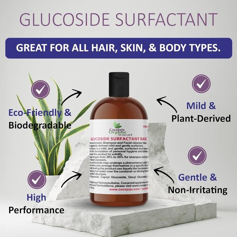 Dr Joe Lab Glucoside Surfactant Base Plant Derived in One Natural Gentle Mild Rich Foaming Cleanser Lauryl Decyl Coco Capryl Caprylyl Cosmetic Liquid Hand Soap Body Wash 16 oz - Image 2