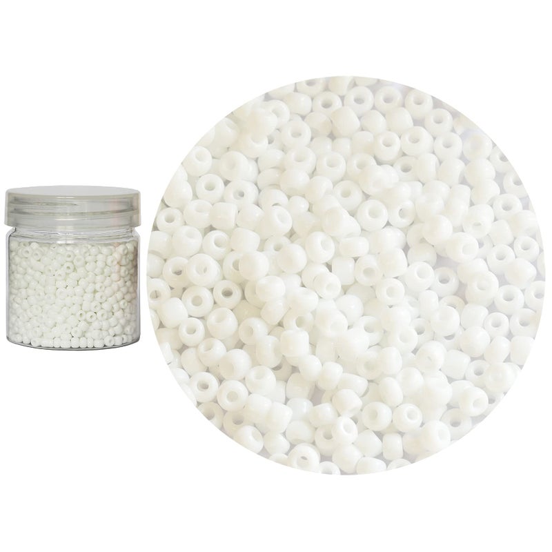 BalaFillic White Color 4mm Seed Beads About 1400pcs in Box 60 Glass Craft Seed Beads for Jewelry Making White