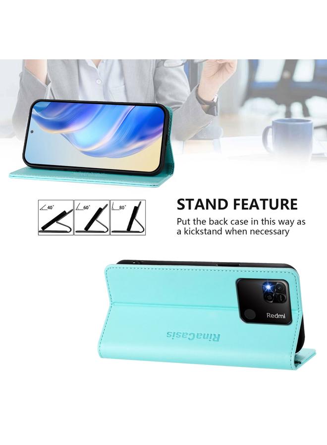 S-TOP Case For Redmi 10A / 9C RC01 Dual-Folded Magnetic Suction RFID Leather Phone Case - Image 4