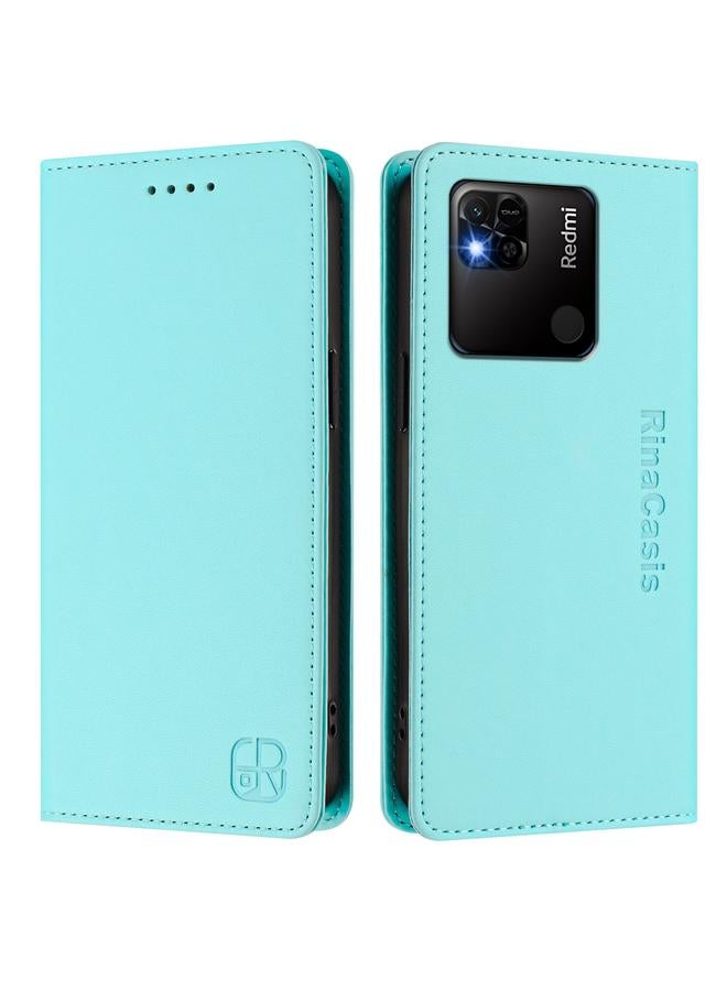 S-TOP Case For Redmi 10A / 9C RC01 Dual-Folded Magnetic Suction RFID Leather Phone Case - Image 2