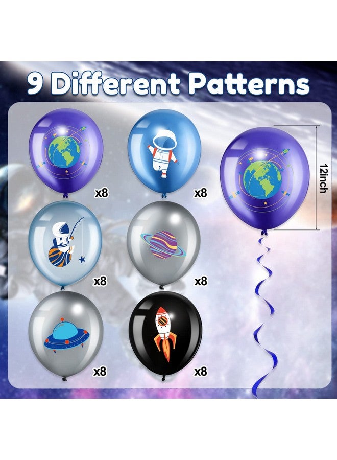 Threan 48 Pieces Outer Space Ufo Party Balloons, 12 Inch Latex Galaxy Space Theme Party Balloon Metallic Rocket Astronaut Planet Balloon for Girl Boy Kid Birthday Baby Shower Decoration Supply - Image 2