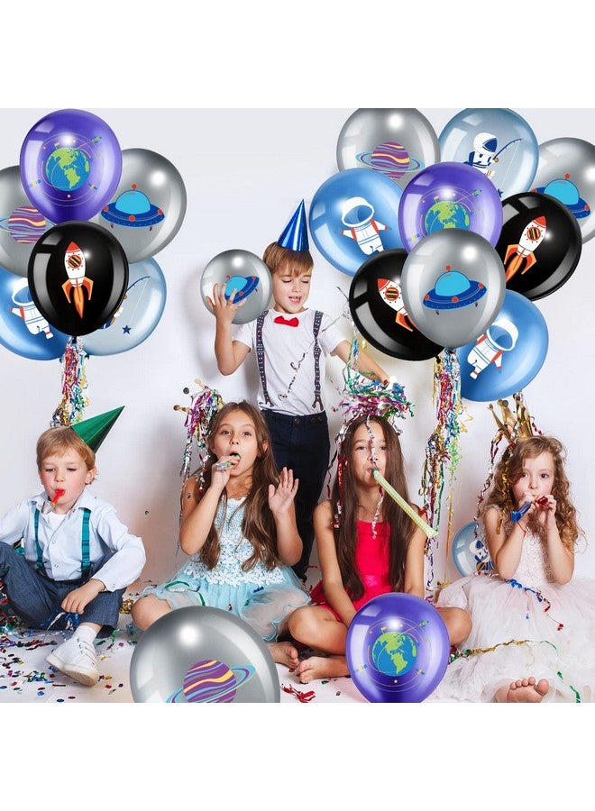 Threan 48 Pieces Outer Space Ufo Party Balloons, 12 Inch Latex Galaxy Space Theme Party Balloon Metallic Rocket Astronaut Planet Balloon for Girl Boy Kid Birthday Baby Shower Decoration Supply - Image 3
