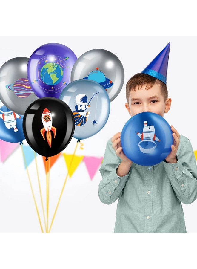 Threan 48 Pieces Outer Space Ufo Party Balloons, 12 Inch Latex Galaxy Space Theme Party Balloon Metallic Rocket Astronaut Planet Balloon for Girl Boy Kid Birthday Baby Shower Decoration Supply - Image 4