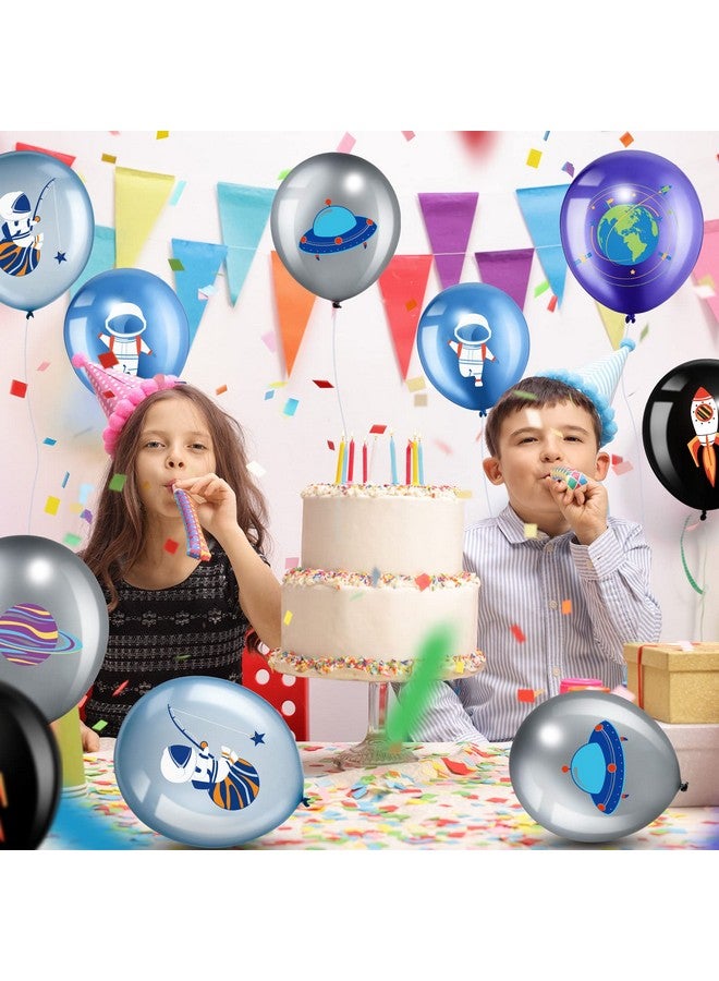 Threan 48 Pieces Outer Space Ufo Party Balloons, 12 Inch Latex Galaxy Space Theme Party Balloon Metallic Rocket Astronaut Planet Balloon for Girl Boy Kid Birthday Baby Shower Decoration Supply - Image 5