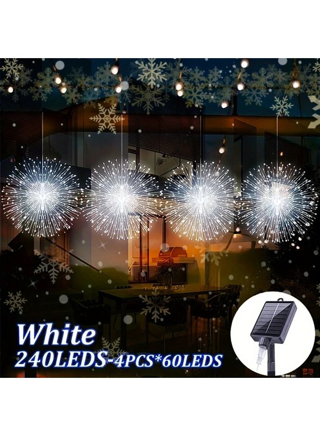 240LEDS White Light Solar Outdoor Fireworks Lights 8 Modes Star Burst Design For Garden - Image 1