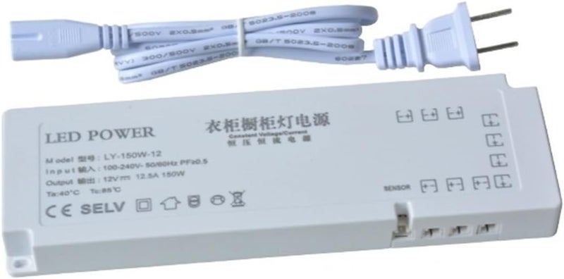 12V 150W Low Voltage DC Transformer Power Supply For Cabinet Wardrobe Linear Light With Switch - Image 1