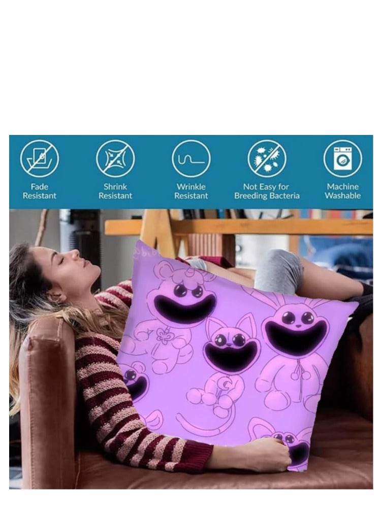 XiuWoo Smiling Critters Throw Pillow Covers Case Cover Square Cushion Cover Smiling Critters Cartoon peripheral,Animal Cushion Covers Pillow Case Cover for Sofa Car Bedroom Home Decor - Image 3