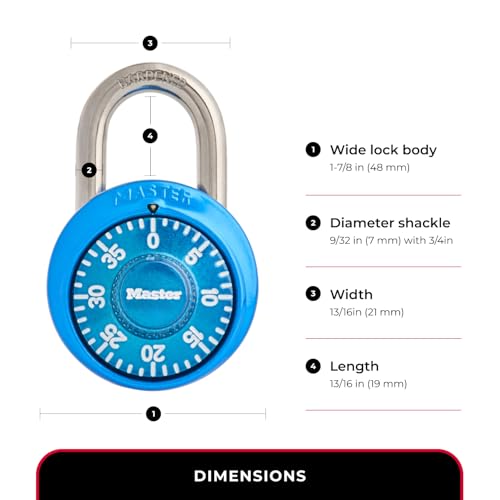 Master Lock Locker Lock, Combination Lock for Gym and School Locker, Blue, 1528D - Image 5