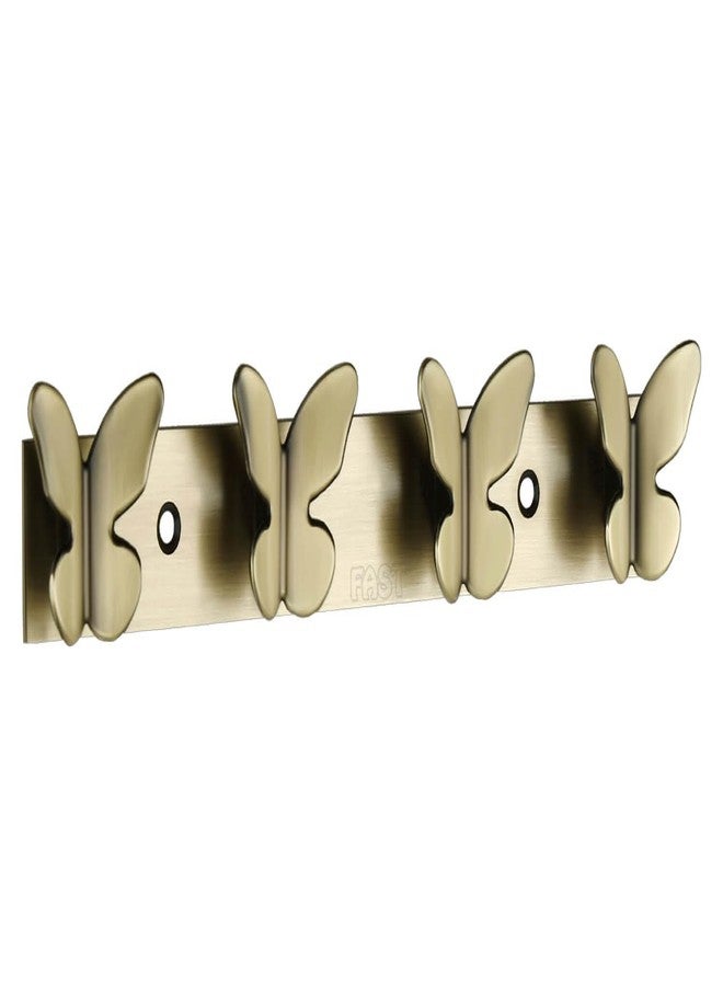FAST Brass Antique Strong Butterfly Hooks for Bath Towel, Clothes Hanging Hanger Rail on Bathroom, Wardrobe, Bedroom Wall & Door (4 Hang Hook) - Image 2