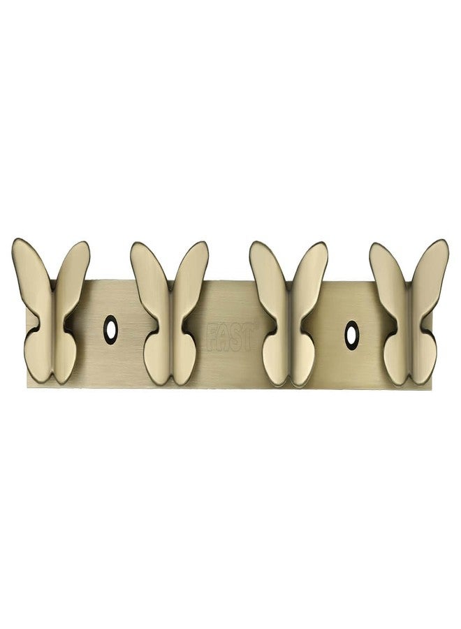 FAST Brass Antique Strong Butterfly Hooks for Bath Towel, Clothes Hanging Hanger Rail on Bathroom, Wardrobe, Bedroom Wall & Door (4 Hang Hook) - Image 1