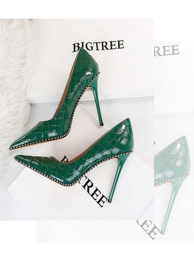 BIGTREE Shallow Mouth Pointed High Heel 8CM Green - Image 2