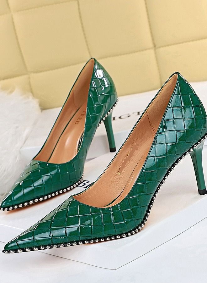 BIGTREE Shallow Mouth Pointed High Heel 8CM Green - Image 1
