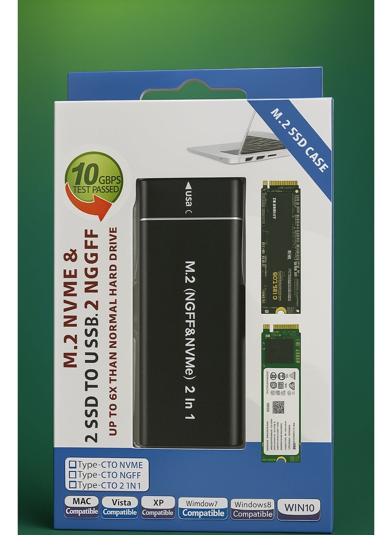 M.2 SSD to USB 3.1 Type-C Adapter Enclosure – Supports NVMe & SATA (NGFF) – High-Speed Portable External SSD Case with Aluminum Body  - Image 2
