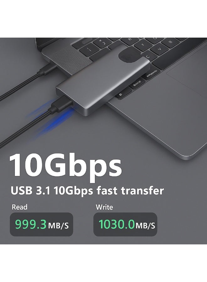 M.2 NVMe SSD Enclosure USB-C, Aluminum Alloy External Case, 10Gbps USB 3.2 Gen 2, Tool-Free Portable Adapter for M.2 NVMe SSD 2230/2242/2260/2280 – Compatible with Windows, Mac, Linux - Image 5