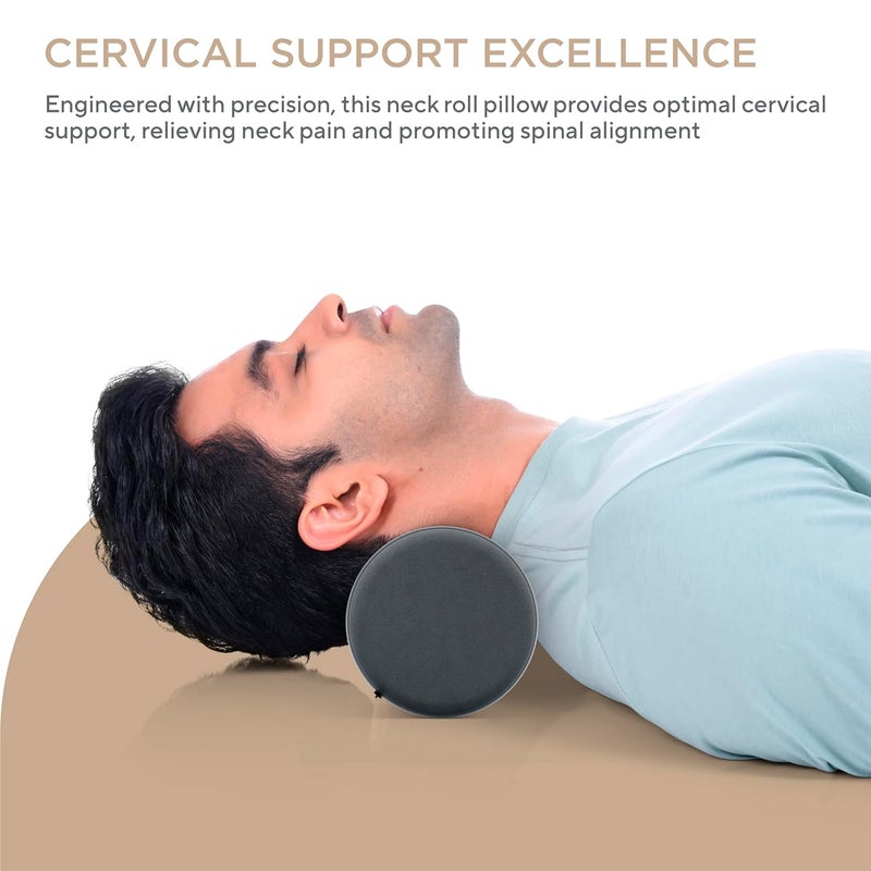 FOverA وسادة لف الرقبة لتخفيف آلام الرقبة - وسادة رقبة من رغوة الذاكرة للسرير | وسائد رقبة دائرية للنوم | وسادة دعم للسرير والساقين والظهر (رمادي داكن) - Image 5