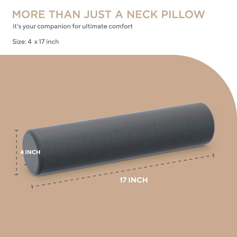 FOverA وسادة لف الرقبة لتخفيف آلام الرقبة - وسادة رقبة من رغوة الذاكرة للسرير | وسائد رقبة دائرية للنوم | وسادة دعم للسرير والساقين والظهر (رمادي داكن) - Image 4