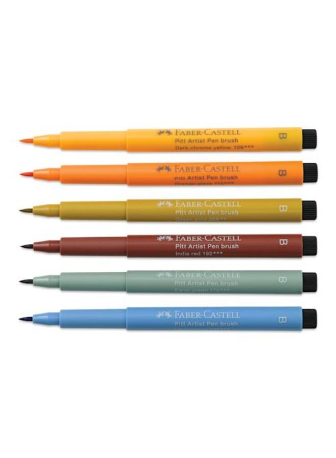 FABER-CASTELL Set Of 6 Pitt Artist Pen Brush Set – Harvest Colors  - Image 1