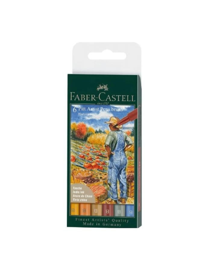 FABER-CASTELL Set Of 6 Pitt Artist Pen Brush Set – Harvest Colors  - Image 2