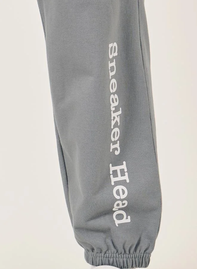 Styli Slogan Print Relaxed Fit Cotton Terry Joggers