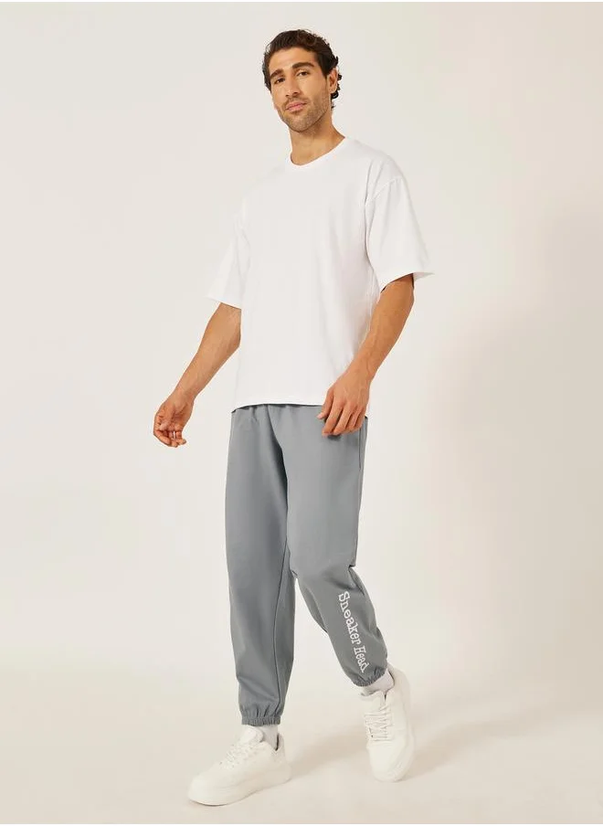 Styli Slogan Print Relaxed Fit Cotton Terry Joggers