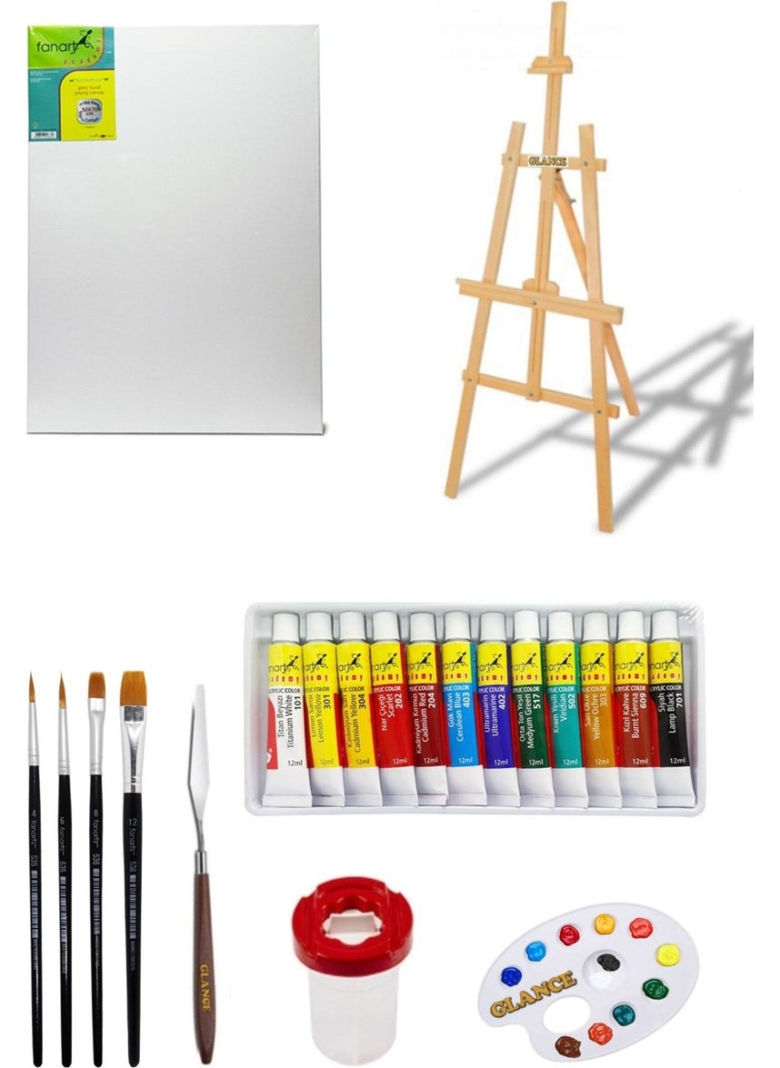 Glance Fanart Academy Acrylic Paint Set 12 Colors x 12 ml Easel Set 