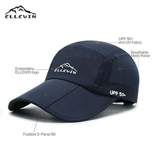 ELLEWIN Men's Baseball Cap UPF50 Hat W/Foldable Long Large Bill,One Size,D-Blue - Image 4