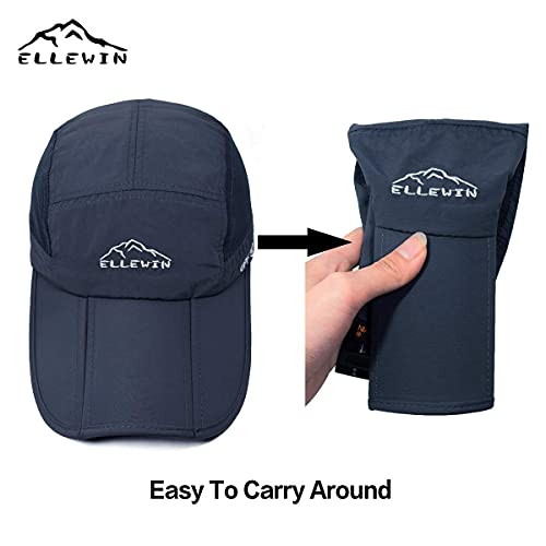 ELLEWIN Men's Baseball Cap UPF50 Hat W/Foldable Long Large Bill,One Size,D-Blue - Image 3