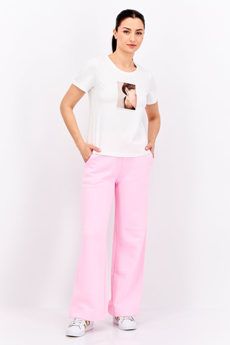 STEVE MADDEN Women Round Neck Short Sleeves Graphic Print Top, White - Image 4