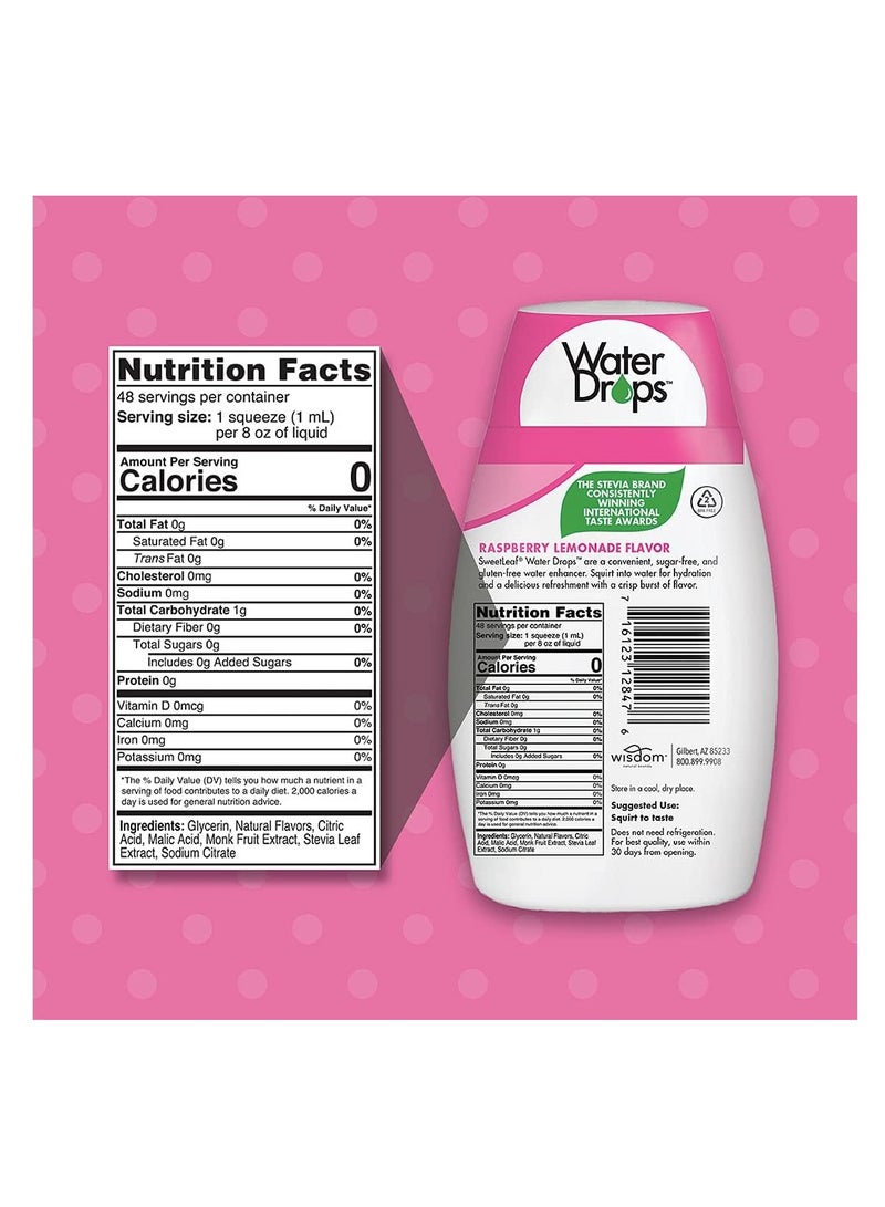 SweetLeaf Wisdom قطرات ماء طبيعية ، توت العليق وعصير الليمون - 1.62 أونصة