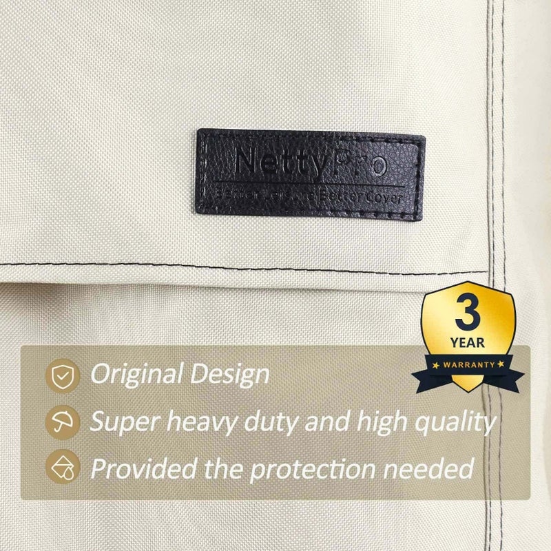 NettyPro Outdoor Loveseat Sofa Cover Waterproof 3-Seater Patio Furniture Bench Sofa Cover, 58"W x 37"D x 35"H, Beige - Image 5