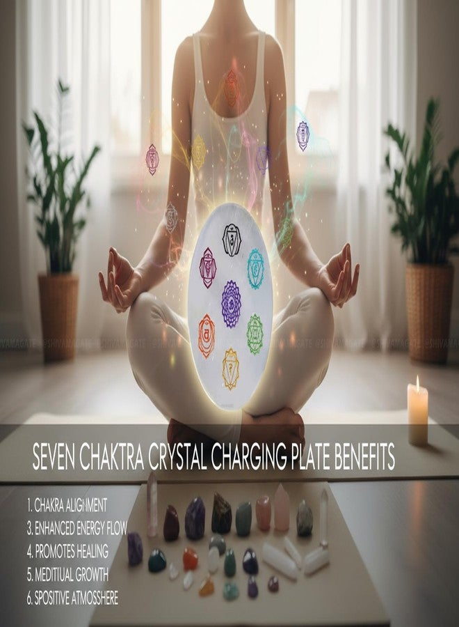 SHIVAMAGATE Selenite Charging Plate Engraved Symbol for Healing and Fengshui Crystal for Elevated Energy 1 Pcs (7 Chakra Selenite Plate) - Image 4