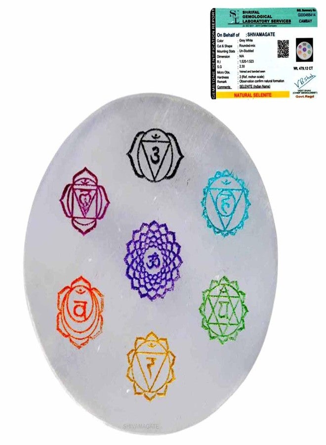 SHIVAMAGATE Selenite Charging Plate Engraved Symbol for Healing and Fengshui Crystal for Elevated Energy 1 Pcs (7 Chakra Selenite Plate) - Image 1