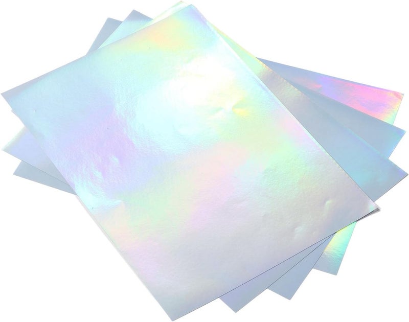 Fine polished finish Haofy 22 Sheets A4 Printable Holographic Sticker Paper Water Proof Inkjet Printer Adhesive Paper with Aluminized Film for DIY Projects Photos Scrapbooks Posters Letters Books Various fittings - Image 3