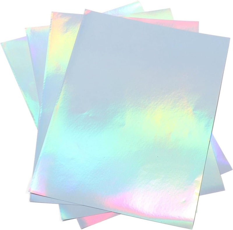 Fine polished finish Haofy 22 Sheets A4 Printable Holographic Sticker Paper Water Proof Inkjet Printer Adhesive Paper with Aluminized Film for DIY Projects Photos Scrapbooks Posters Letters Books Various fittings - Image 2