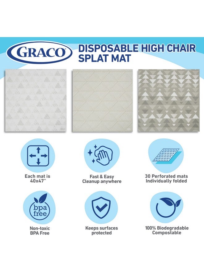 Graco Baby Disposable Splat Mats, 3 Subtle Designs 30 PACK (10 Each) 47" x 40” | Biodegradable & Compostable, Eco-Friendly Floor Protector, Under High Chair for Baby Led Weaning, Home & Restaurant Use - Image 3