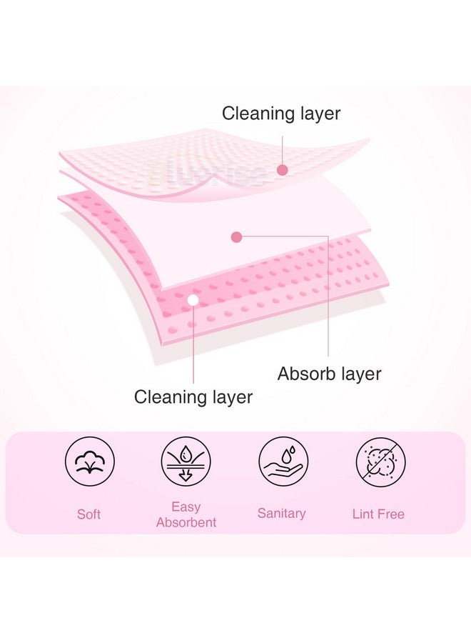 BLUERISE Lint Free Nail Wipes Pink 600pcs Nail Polish Remover Pads Soft Absorbable Eyelash Extension Glue Cleaning Wipes - Image 3